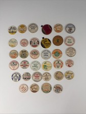 Vintage Dairy Milk Bottle Caps Complete Set of 34 Unique - NOS New Old Stock picture