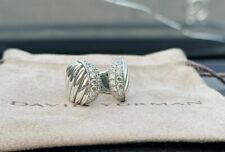David Yurman Sterling Silver 925 Sculpted Cable Pave Diamond Ring Size 6.5 picture