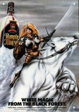 1988 RUMPLE MINZE & SEXY WOMAN RIDES POLAR BEAR DECORATIVE REPLICA METAL SIGN picture