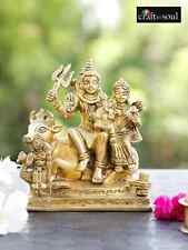 Shiva Parvati Nandi Family Sitting Statue Hindu Sculpture Temple Lord Figurine picture