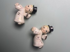 Vintage Relco Japan Ceramic Angels with Top Hats Figurines - MCM Kitsch picture