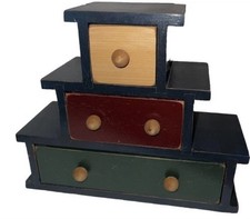 Nice Vintage small spice drawer apothecary cabinet multicolor wood ￼ picture