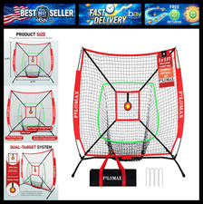 5x5 FT Baseball & Softball Practice Net with Red Strike Zone & Target | Youth Ba picture