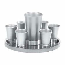  Yair Emanuel Anodized Aluminum Kiddush Set Cup Cups with Tray From Israel picture