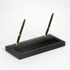 Leather Double Pen Stand (Black/Gold) picture