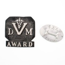 Vtg Veterinary Award Plaques Cast Metal Shaw Kennel Animal Medicine Show Dogs picture