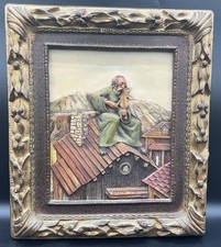 Vintage Artini Sculptured Engraving Fiddler On The Roof Twin Etched Hand Painted picture