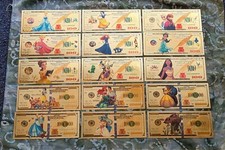 15 Piece 24k Gold Foil Plated Disney Princess' Collectible Banknote Set. Mint picture