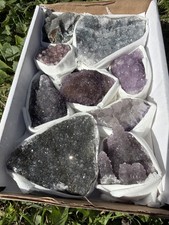 Uruguay Rainbow Amethyst Druzy Agate Crystal Flat Natural Mineral Specimens picture