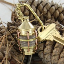 Vintage Nautical Brass Boat Lantern Keychain | Maritime Anchor Lamp Key Ring picture