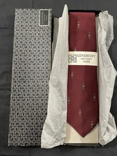 VTG 1970s Givenchy Gentleman Paris Tie Burgundy Coca-Cola Bottle Print W/ Box picture