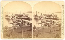 NEW YORK STEREOVIEW - Chautauqua Lake - Mayville Boat Landing - LE Walker 1880s picture