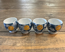 Japanese Arita Ware Sake Cups Blue White Lidas Fine Porcelain Orig Sticker Lot 4 picture