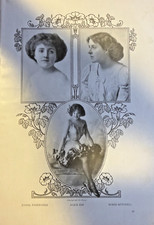 1909 Vintage Illustration Actresses Ethel Fairbanks Alice Eis Doris Mitchell picture