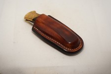 handmade buck 110 custom leather sheath mahogany brown, waxed, Sheath Only picture