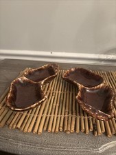 Brown Drip Serving Dishes 2 McCoy USA 2 Slot Dishes  10”Long 4” Wide picture