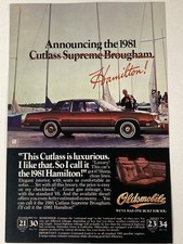 1981 Oldsmobile Cutlass Supreme Brougham Print Ad Hamilton picture