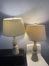 Lot of 2 Barbara Cosgrove Baroque Table Lamp Chic Beige 30” NO SHADES picture