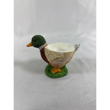 Vintage Mallard Duck Egg Cup Resin Hand Painted Bird Figurine Farmhouse Decor picture