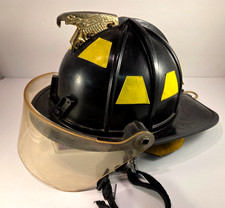 Morning Pride Fire Helmet With Golden Eagle and Visor Shield vintage used picture