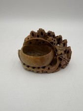 Vintage Chinese Carved Floral Soapstone Vase Trinket Single Vase picture