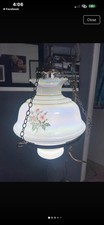 Vintage 1970s Floral Swag Lamp Light Chain Ceiling Cottage Core Granny Core picture
