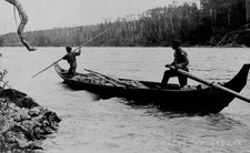 Indians poling up the Skeena River between circa 1900 and circa 1930 Old Photo picture
