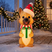 Holiday Time Christmas German Shepherd Dog Light Up Blow Mold In/Outdoor 32” NEW picture