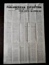 1901 Pan American Expo Buffalo NY 17x25 Press Sheet Bicycle Races / War Heroes picture