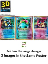 Pokémon-Venusaur,Charizard,Blastoise3D Poster 3D Lenticular Flip Effect,3 In One picture