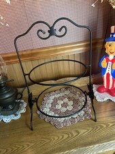Longaberger Foundry Wrought Iron 2 Tier Plate Pie Stand Maple Leaf 16