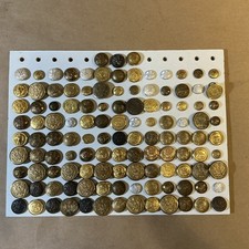 Group Of 100+ Vintage U. S. Military Golden Pins And Uniform Buttons INV-JDH38 picture