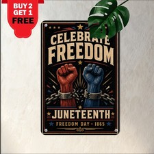 Juneteenth Freedom Day Oil Painting Art 8x12 Black Heritage Metal Tin Plaque picture