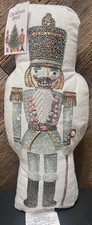 Christmas Nutcracker Accent Pillow Beaded Pink Green Bronze 17” NWT Gorgeous picture