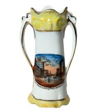 JACKSON MICHIGAN MI Antique MAIN STREET Souvenir China TRINKET VASE picture