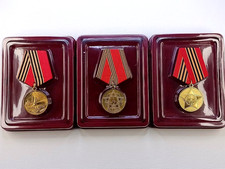 Set of Veteran Medals Victory in WW2 1941-1945 Great Patriotic War USSR in Cases picture