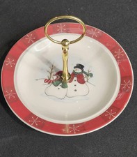 Vintage Royal Seasons Snowman Serving or Valet Tray Christmas Snow Couple 1994 picture