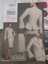 Vogue V8543 Divine Details Jacket & Skirt Uncut Sz 14-20 picture