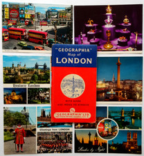 London Vintage Postcards Postcards 1980s & City Map GEOGRAPHIA from 1951 picture