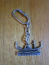 Vintage Venezia Keychain Venice Gondola -Possibly Pewter- Key Ring Souvenir  picture