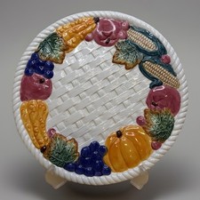 Vintage 1997 Cracker Barrel Harvest Serving Plate 10.5” Basketweave Fall Decor picture