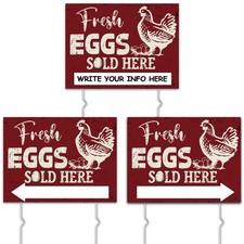 3 Pcs Farm Fresh Eggs for Sale Sign Double Sided Fresh Eggs Sign Farmers Mark... picture