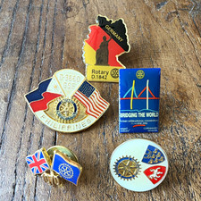 Lot of 5 Vintage Rotary International Lapel Pins - Convention & Exchange picture