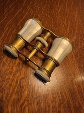 Antique Lemaire Paris Opera Glasses Mother of Pearl Brass Binoculars picture
