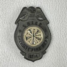 Vintage Fire Department Badge Chief Cherokee Indian Oklahoma picture