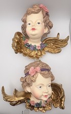 Vintage Creative Design Ltd Resin Angel Cherub Ornaments Wall Plaque Set 2 picture