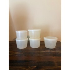 Lot of 5 Vintage CLEAR Tupperware Container [124-4] complete w/ lid GUC picture