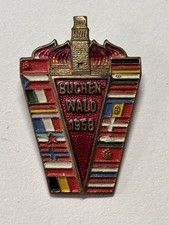 Vintage 1958 Buchenwald Memorial Dedication Enamel Pin Badge picture