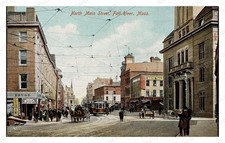 Fall River Massachusetts 1910s North Main Street Streetcar Standard Postcard picture
