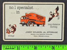 Vintage 1930s? Allied Van Moving Storage York PA Graphic Playing Business Card picture